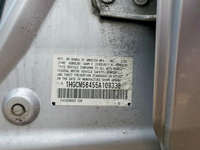 Aukcja sprzedaży 2005 Honda Accord, vin: 1HGCM56455A109338, numer aukcji: 51488226