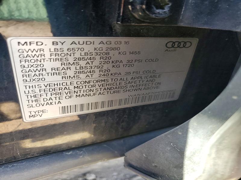 Aukcja sprzedaży 2017 Audi Q7, vin: WA1VAAF70HD012662, numer aukcji: 50566206