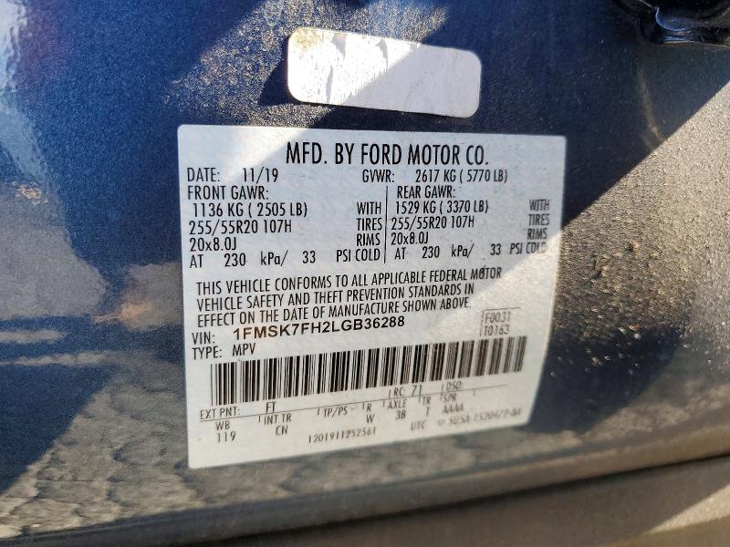 Aukcja sprzedaży 2020 Ford Explorer, vin: 1FMSK7FH2LGB36288, numer aukcji: 50004446