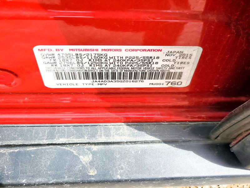 Продаж на аукціоні авто 2016 Mitsubishi Outlander, vin: JA4AD3A35GZ016276, номер лоту: 49655466