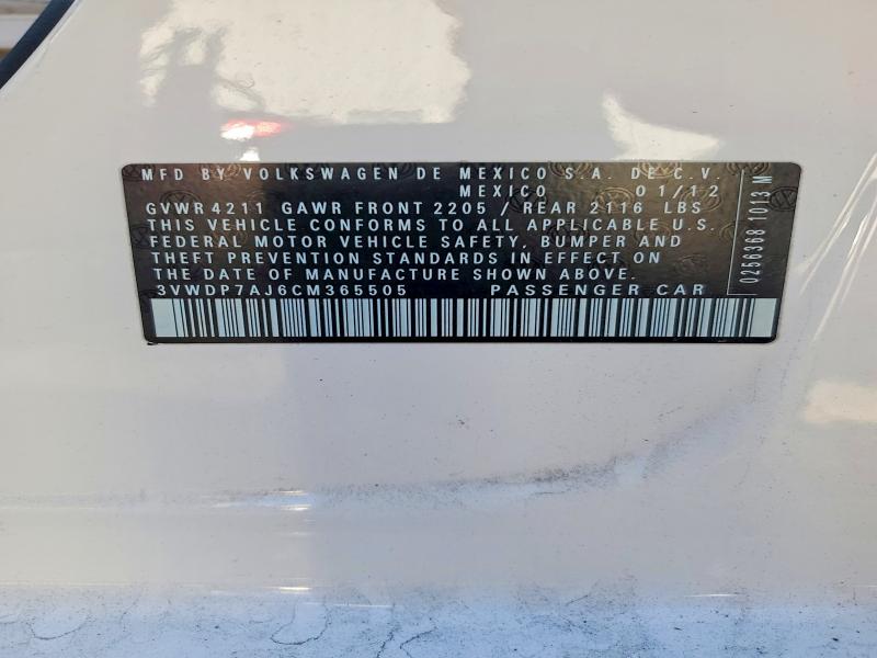 Продаж на аукціоні авто 2012 Volkswagen Jetta, vin: 3VWDP7AJ6CM365505, номер лоту: 49827936