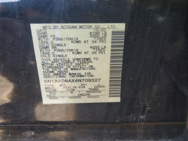 Aukcja sprzedaży 2004 Nissan Armada, vin: 5N1AA08AX4N709327, numer aukcji: 49031926