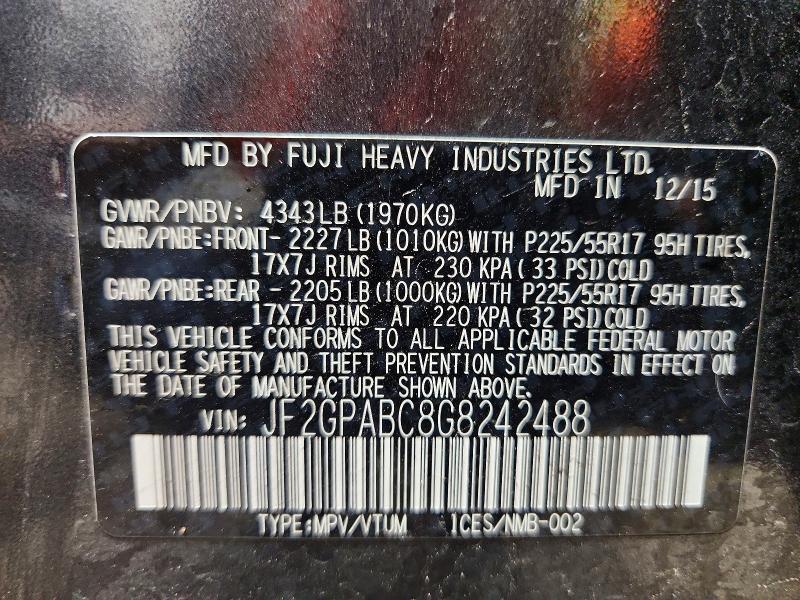 Продаж на аукціоні авто 2016 Subaru Crosstrek, vin: JF2GPABC8G8242488, номер лоту: 51120556