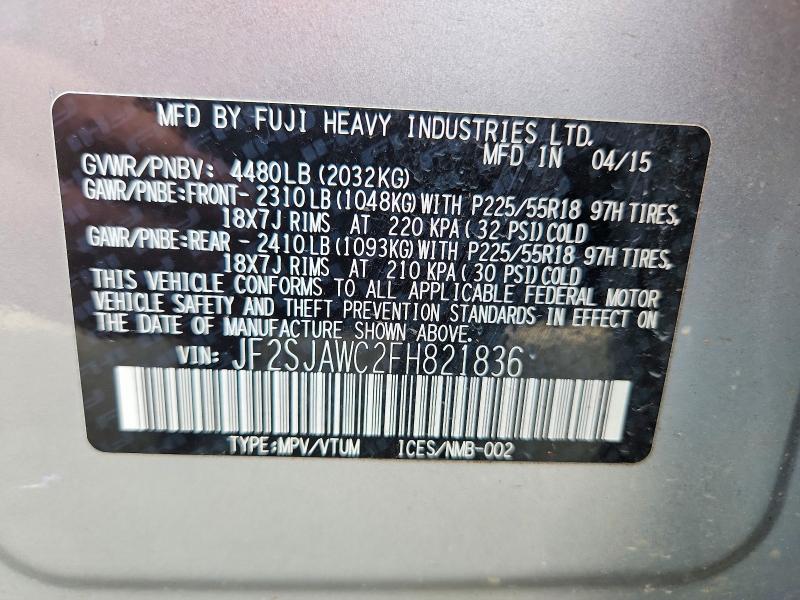 Aukcja sprzedaży 2015 Subaru Forester, vin: JF2SJAWC2FH821836, numer aukcji: 51647346
