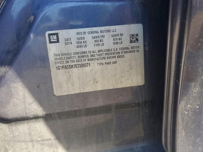 50948926 :رقم المزاد ، 1G1PA5SH7E7309371 vin ، 2014 Chevrolet Cruze مزاد بيع