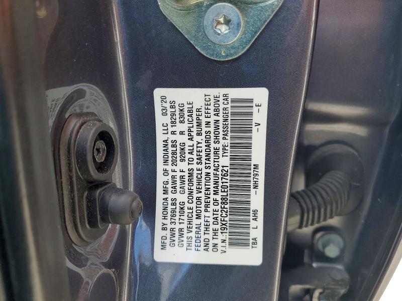 Продажа на аукционе авто 2020 Honda Civic, vin: 19XFC2F88LE017621, номер лота: 50918816