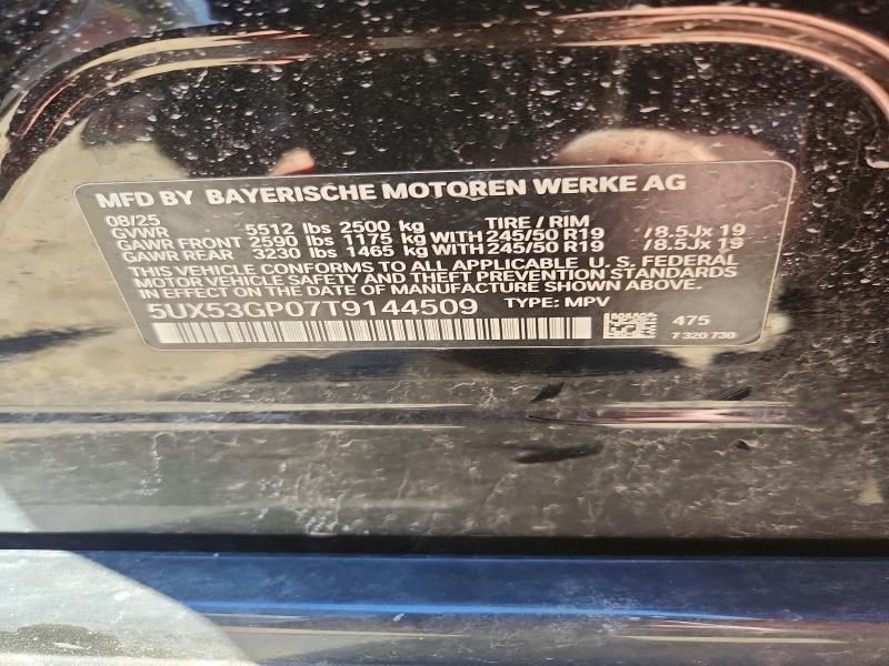 50131596 :رقم المزاد ، 5UX53GP07T9144509 vin ، 2026 Bmw X3 مزاد بيع