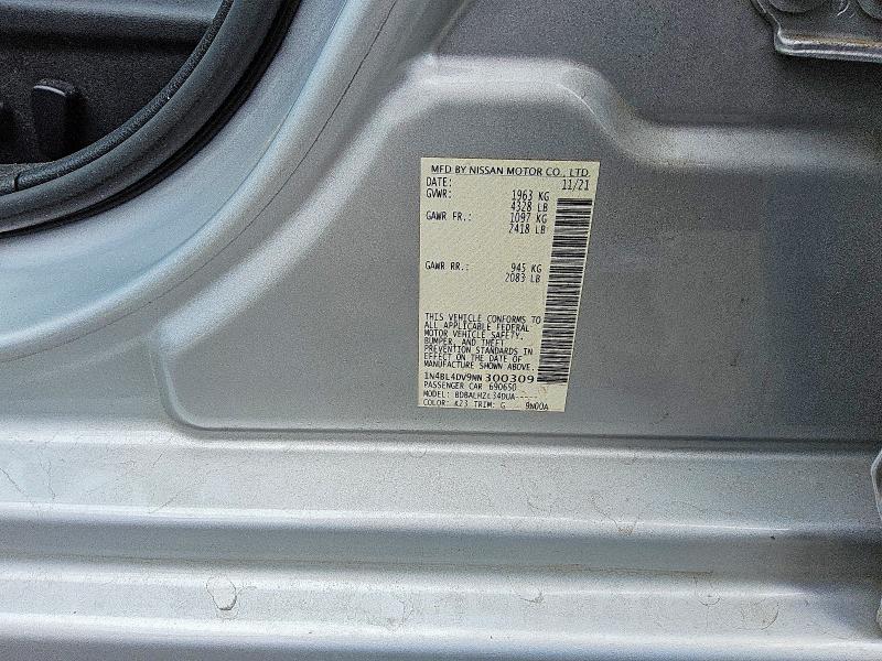 51701766 :رقم المزاد ، 1N4BL4DV9NN300309 vin ، 2022 Nissan Altima مزاد بيع