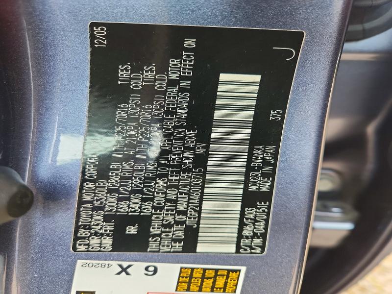 50968566 :رقم المزاد ، JTEGP21A460103715 vin ، 2006 Toyota Highlander مزاد بيع