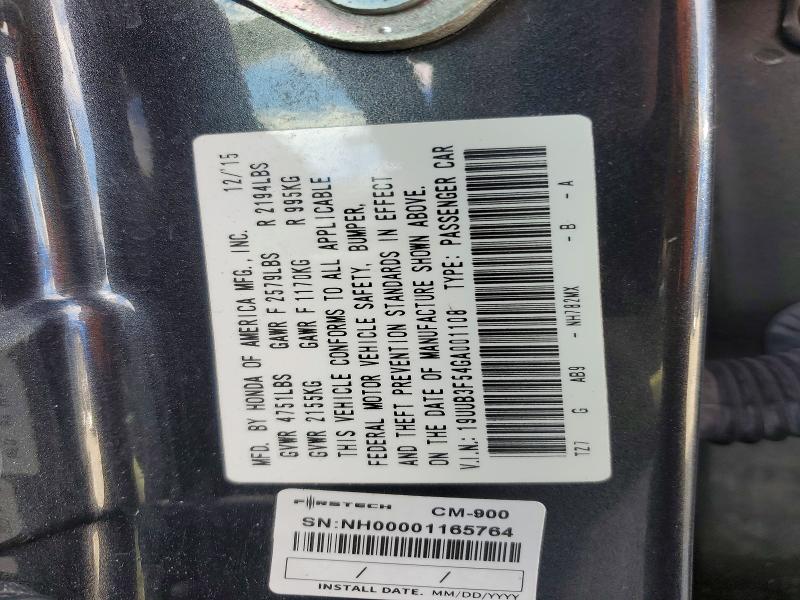 48797096 :رقم المزاد ، 19UUB3F54GA001108 vin ، 2016 Acura Tlx مزاد بيع
