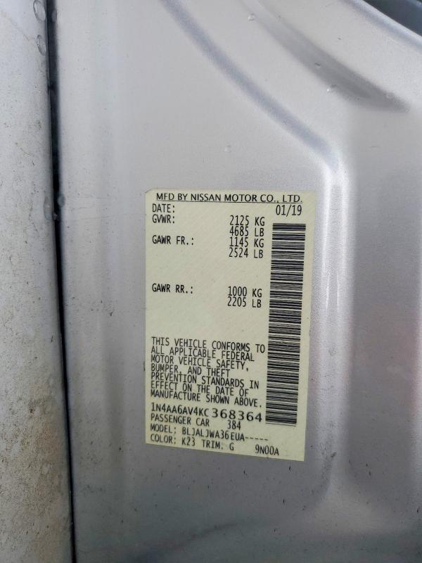Aukcja sprzedaży 2019 Nissan Maxima, vin: 1N4AA6AV4KC368364, numer aukcji: 51856696