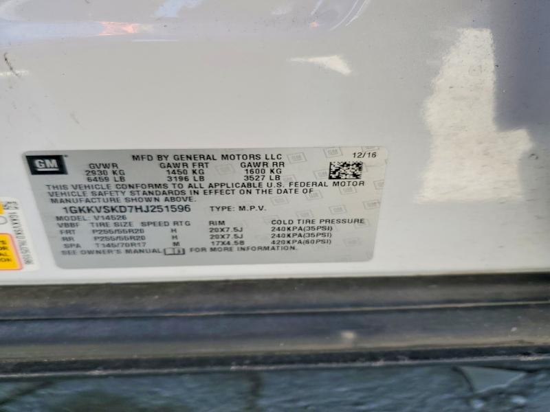 Aukcja sprzedaży 2017 Gmc Acadia Limited, vin: 1GKKVSKD7HJ251596, numer aukcji: 49282406