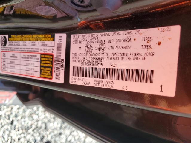 48869756 :رقم المزاد ، 5TFJA5AB5NX002758 vin ، 2022 Toyota Tundra مزاد بيع