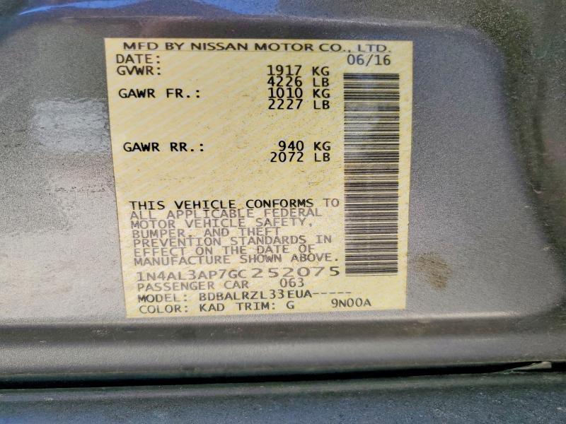Aukcja sprzedaży 2016 Nissan Altima, vin: 1N4AL3AP7GC252075, numer aukcji: 50119466