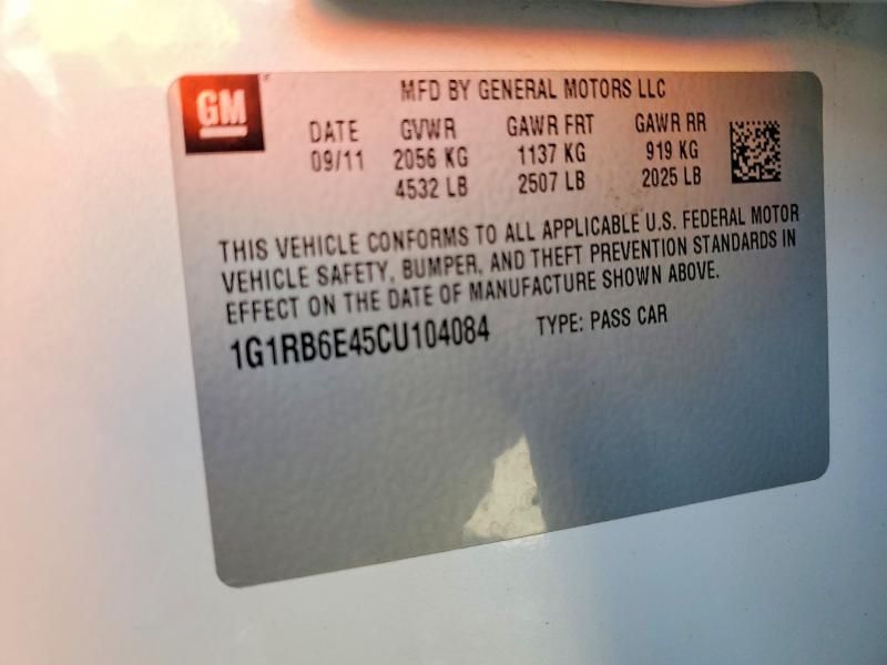 Продажа на аукционе авто 2012 Chevrolet Volt, vin: 1G1RB6E45CU104084, номер лота: 51044786