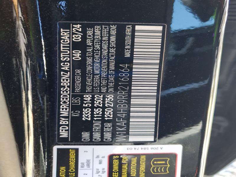 Aukcja sprzedaży 2024 Mercedes-benz C, vin: W1KAF4HB9RR216864, numer aukcji: 51029676