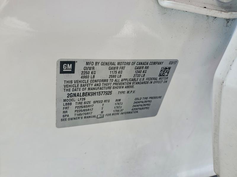 Продаж на аукціоні авто 2017 Chevrolet Equinox, vin: 2GNALBEK9H1577926, номер лоту: 51416456