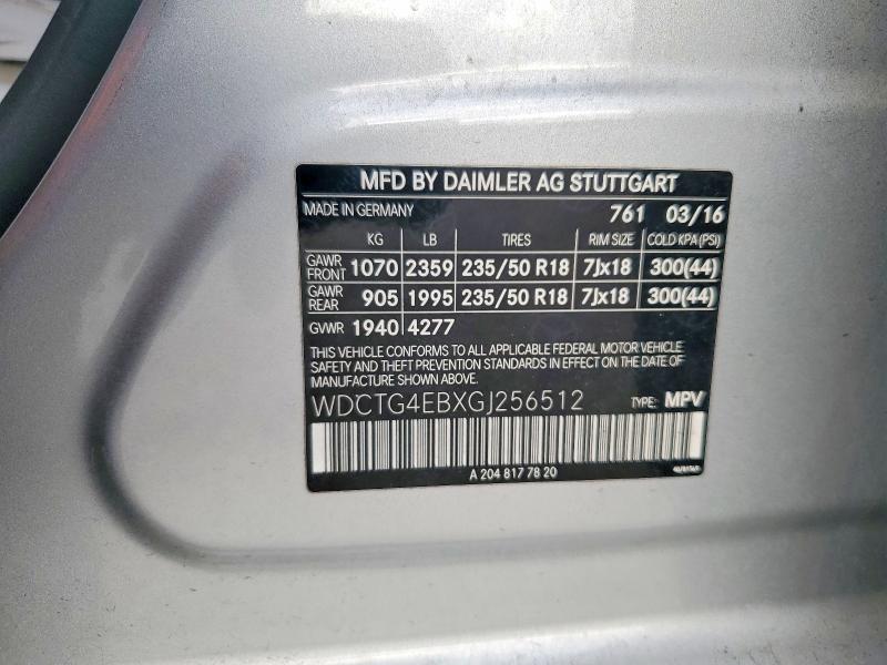 Aukcja sprzedaży 2016 Mercedes-benz Gla, vin: WDCTG4EBXGJ256512, numer aukcji: 50768206
