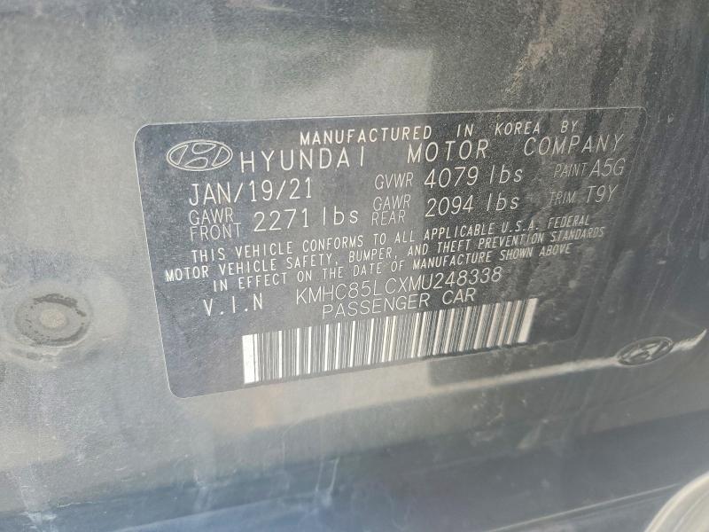 2021 Hyundai Ioniq Hybrid მანქანა იყიდება აუქციონზე, vin: KMHC85LCXMU248338, აუქციონის ნომერი: 50936676