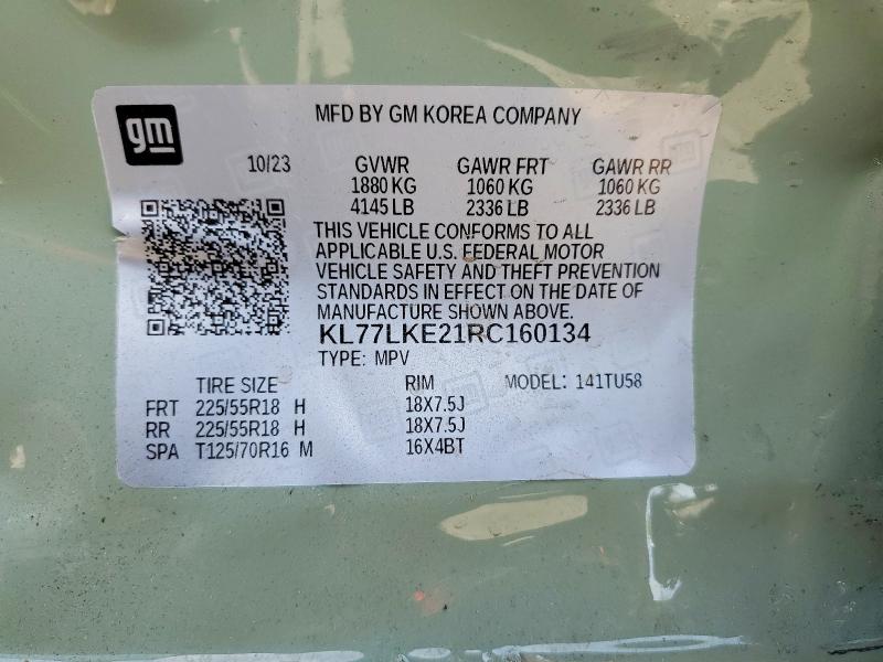 Продаж на аукціоні авто 2024 Chevrolet Trax, vin: KL77LKE21RC160134, номер лоту: 51708826