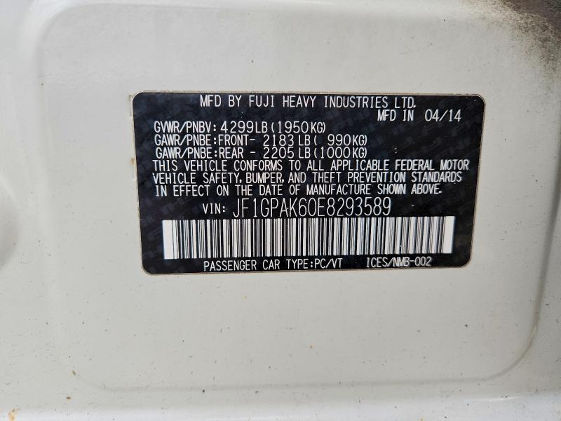 Продаж на аукціоні авто 2014 Subaru Impreza, vin: JF1GPAK60E8293589, номер лоту: 49479026