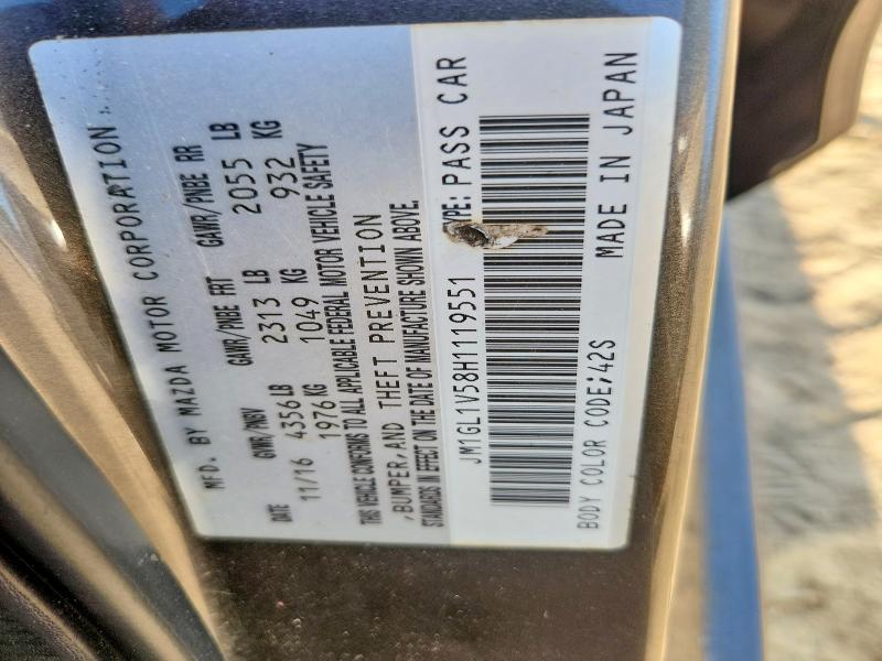 49852006 :رقم المزاد ، JM1GL1V58H1119551 vin ، 2017 Mazda 6 مزاد بيع