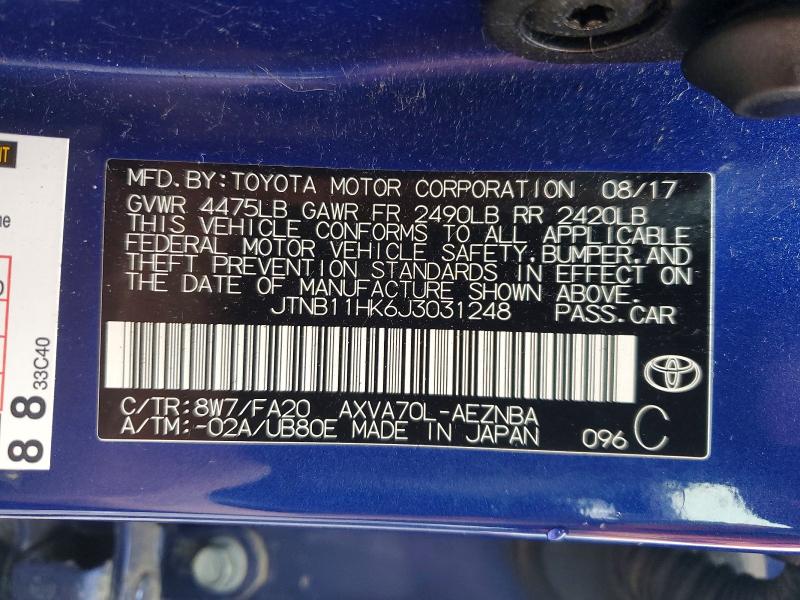 Продажа на аукционе авто 2018 Toyota Camry, vin: JTNB11HK6J3031248, номер лота: 51302696