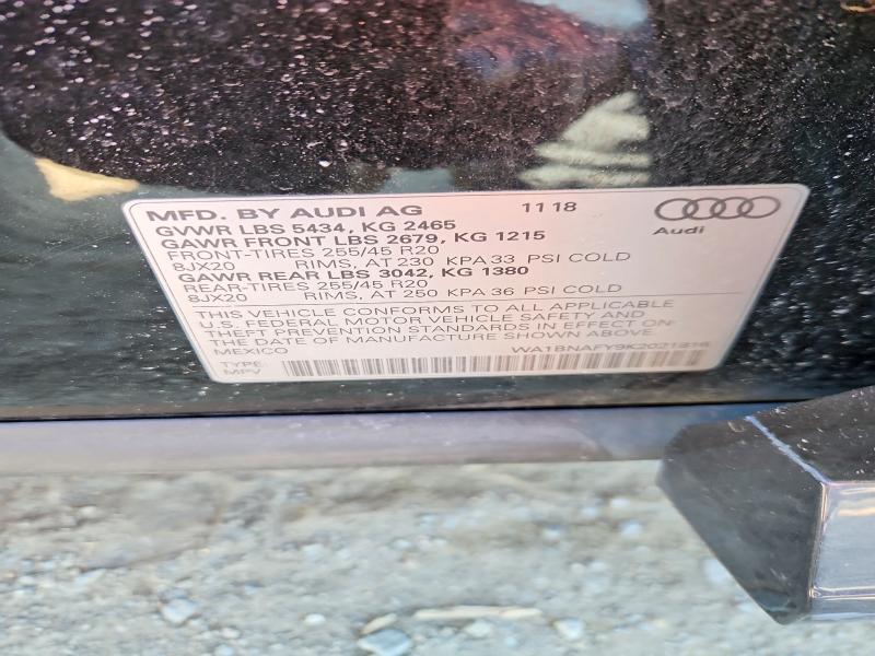 Aukcja sprzedaży 2019 Audi Q5, vin: WA1BNAFY9K2021816, numer aukcji: 50637166