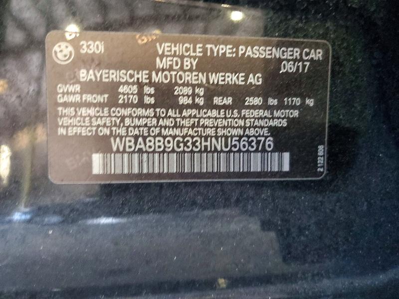 50983736 :رقم المزاد ، WBA8B9G33HNU56376 vin ، 2017 Bmw 330 مزاد بيع