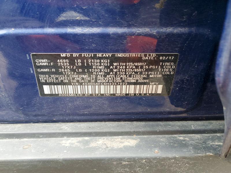 Aukcja sprzedaży 2017 Subaru Outback, vin: 4S4BSAFC6H3357022, numer aukcji: 51780396