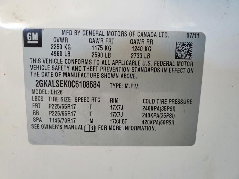 Продажа на аукционе авто 2012 Gmc Terrain, vin: 2GKALSEK0C6108684, номер лота: 48003476