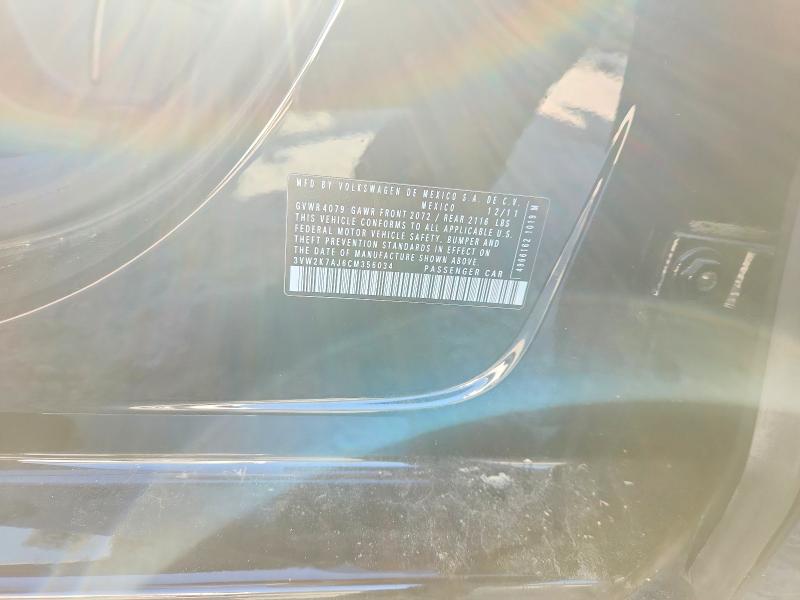 Aukcja sprzedaży 2012 Volkswagen Jetta, vin: 3VW2K7AJ6CM356034, numer aukcji: 50070796