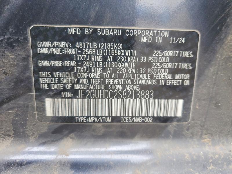 Aukcja sprzedaży 2025 Subaru Crosstrek, vin: JF2GUHDC2S8213883, numer aukcji: 50431256