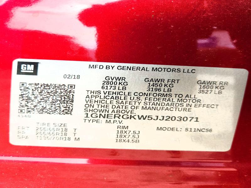Aukcja sprzedaży 2018 Chevrolet Traverse, vin: 1GNERGKW5JJ203071, numer aukcji: 48511886