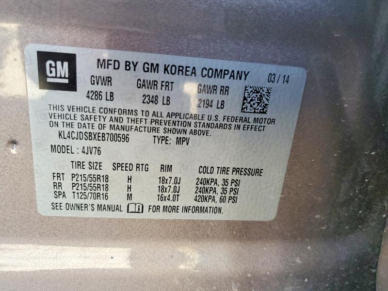 Aukcja sprzedaży 2014 Buick Encore, vin: KL4CJDSBXEB700596, numer aukcji: 51700046
