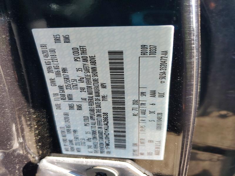 Aukcja sprzedaży 2019 Ford Escape, vin: 1FMCU0HD1KUA26638, numer aukcji: 50338126
