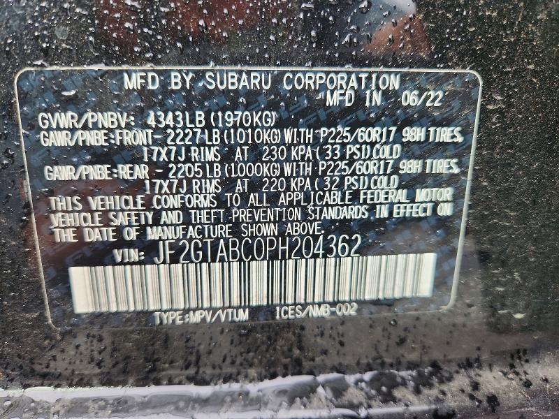 Aukcja sprzedaży 2023 Subaru Crosstrek, vin: JF2GTABC0PH204362, numer aukcji: 50491966