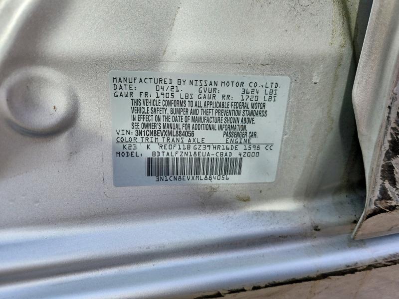 Aukcja sprzedaży 2021 Nissan Versa, vin: 3N1CN8EVXML884056, numer aukcji: 50629886
