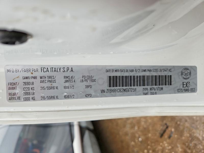 48469296 :رقم المزاد ، ZFBHRFCB2M6V72511 vin ، 2021 Ram Promaster City مزاد بيع