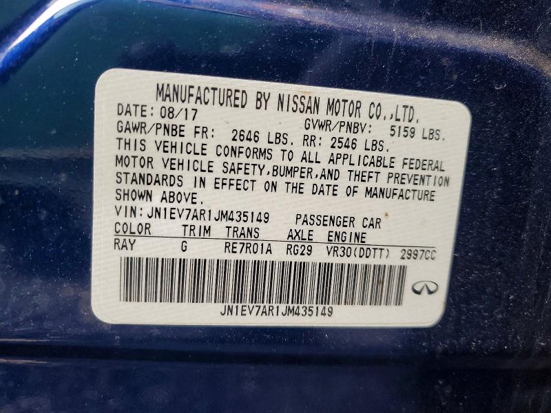 Aukcja sprzedaży 2018 Infiniti Q50, vin: JN1EV7AR1JM435149, numer aukcji: 49575346