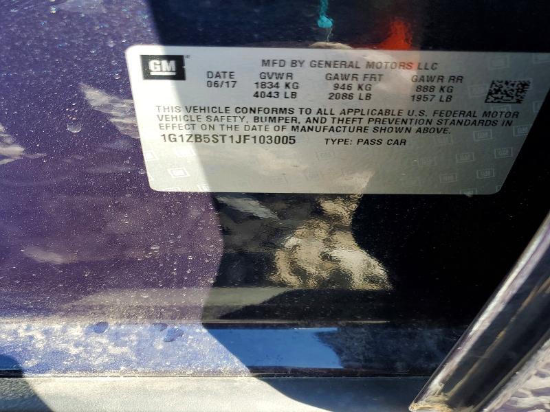 2018 Chevrolet Malibu მანქანა იყიდება აუქციონზე, vin: 1G1ZB5ST1JF103005, აუქციონის ნომერი: 48969636