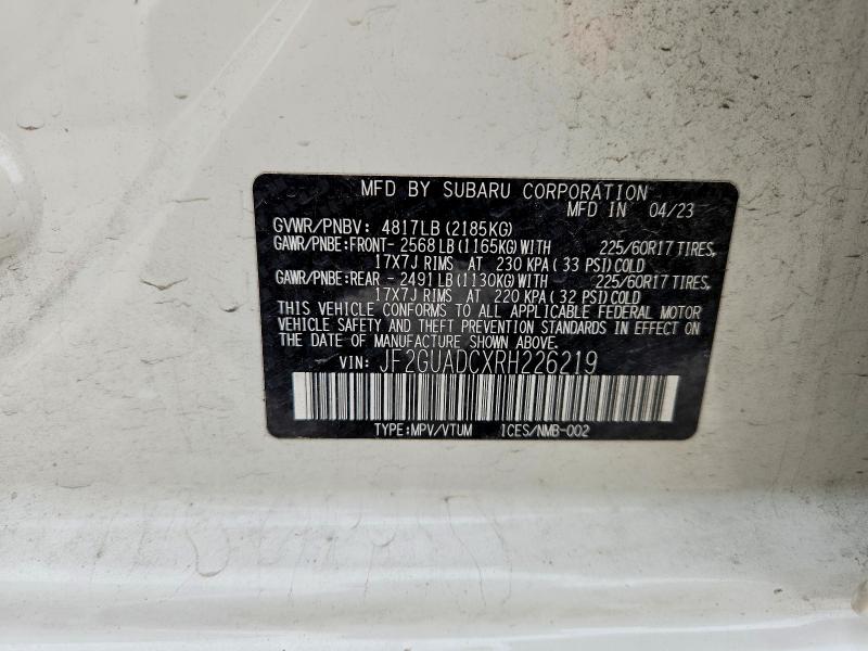 Aukcja sprzedaży 2024 Subaru Crosstrek, vin: JF2GUADCXRH226219, numer aukcji: 50687026