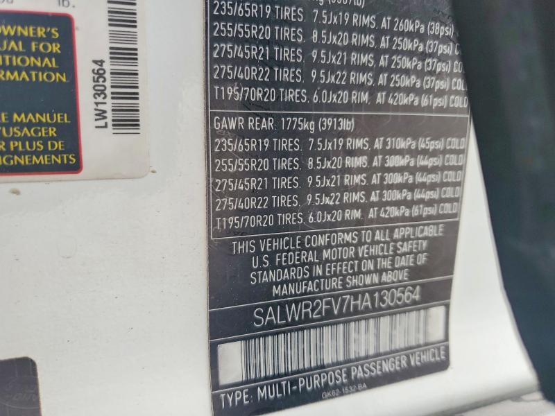 Aukcja sprzedaży 2017 Land Rover Range Rover Sport, vin: SALWR2FV7HA130564, numer aukcji: 49091036
