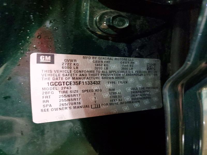 49170066 :رقم المزاد ، 1GCGTCE35F1133432 vin ، 2015 Chevrolet Colorado مزاد بيع
