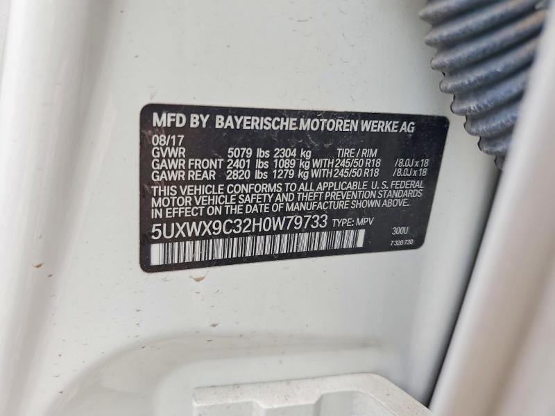 51071866 :رقم المزاد ، 5UXWX9C32H0W79733 vin ، 2017 Bmw X3 مزاد بيع
