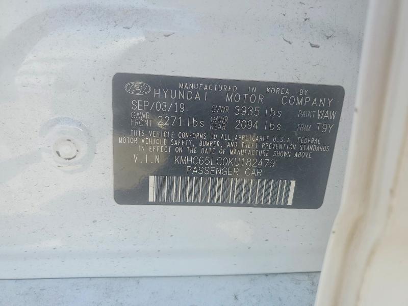 Aukcja sprzedaży 2019 Hyundai Ioniq, vin: KMHC65LC0KU182479, numer aukcji: 51067776