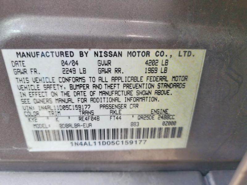 2005 Nissan Altima მანქანა იყიდება აუქციონზე, vin: 1N4AL11D05C159177, აუქციონის ნომერი: 49732436