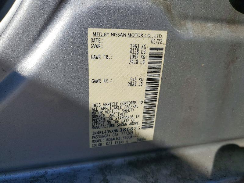 Aukcja sprzedaży 2022 Nissan Altima, vin: 1N4BL4DVXNN386875, numer aukcji: 50711136