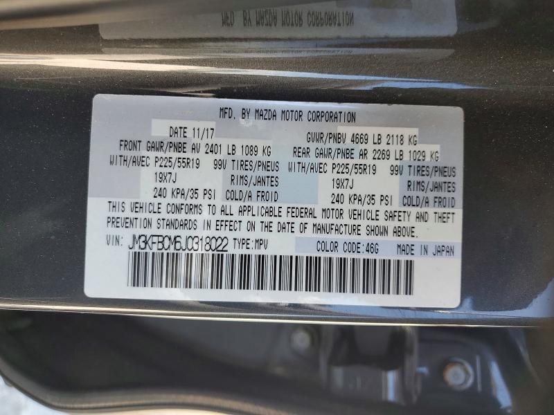 Aukcja sprzedaży 2018 Mazda Cx-5, vin: JM3KFBCM6J0318022, numer aukcji: 49850656