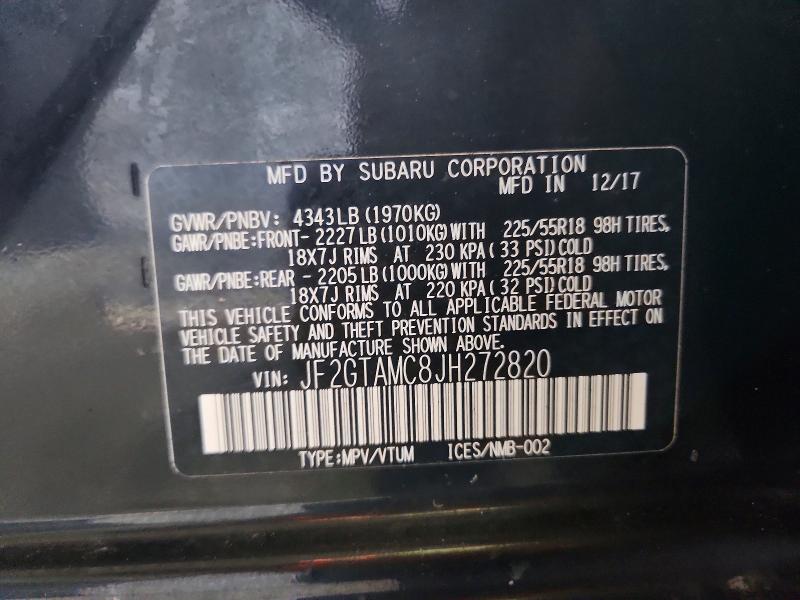 Aukcja sprzedaży 2018 Subaru Crosstrek, vin: JF2GTAMC8JH272820, numer aukcji: 50162126